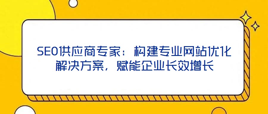 SEO供應商專家：構建專業(yè)網(wǎng)站優(yōu)化解決方案，賦能企業(yè)長效增長