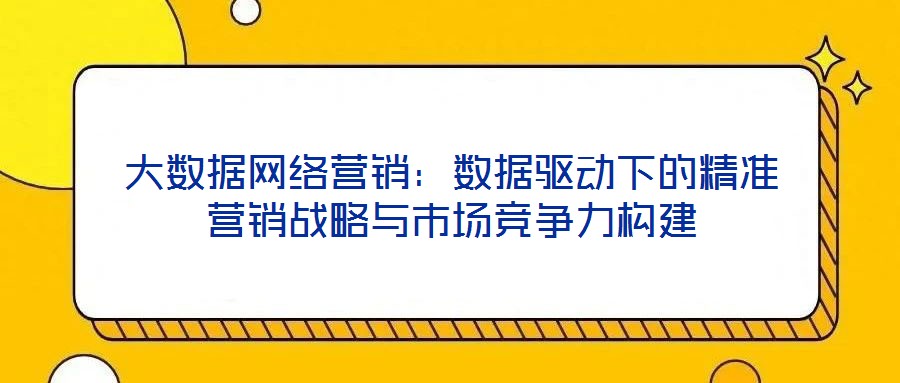 大數(shù)據(jù)網(wǎng)絡(luò)營(yíng)銷：數(shù)據(jù)驅(qū)動(dòng)下的精準(zhǔn)營(yíng)銷戰(zhàn)略與市場(chǎng)競(jìng)爭(zhēng)力構(gòu)建