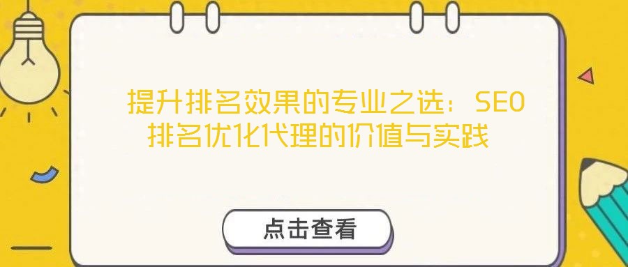  提升排名效果的專(zhuān)業(yè)之選：SEO排名優(yōu)化代理的價(jià)值與實(shí)踐