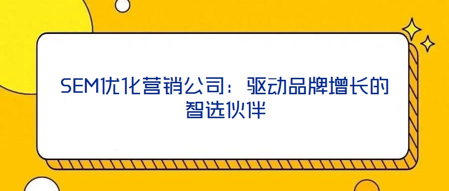 SEM優(yōu)化營(yíng)銷公司：驅(qū)動(dòng)品牌增長(zhǎng)的智選伙伴