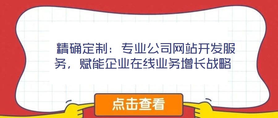  精確定制：專業(yè)公司網站開發(fā)服務，賦能企業(yè)在線業(yè)務增長戰(zhàn)略