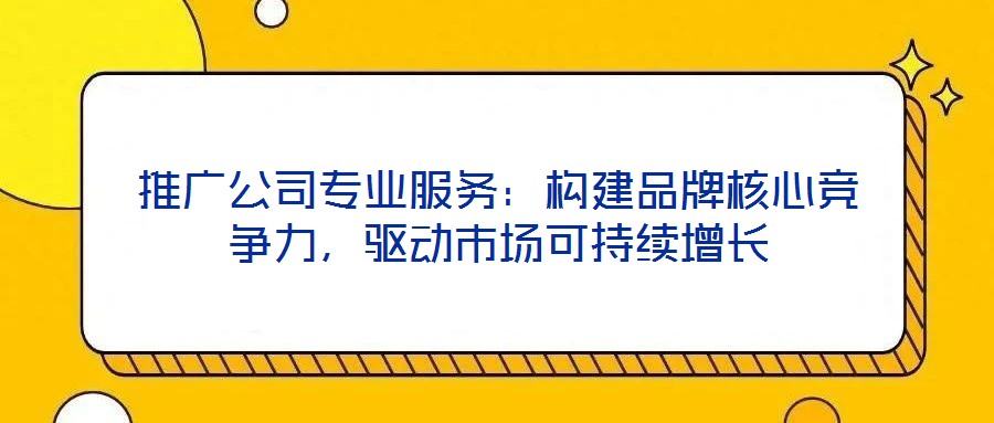推廣公司專業(yè)服務：構建品牌核心競爭力，驅動市場可持續(xù)增長