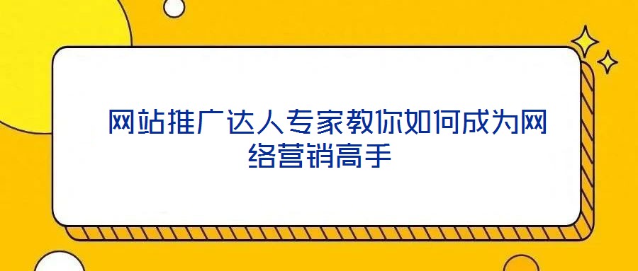  網(wǎng)站推廣達人專家教你如何成為網(wǎng)絡(luò)營銷高手