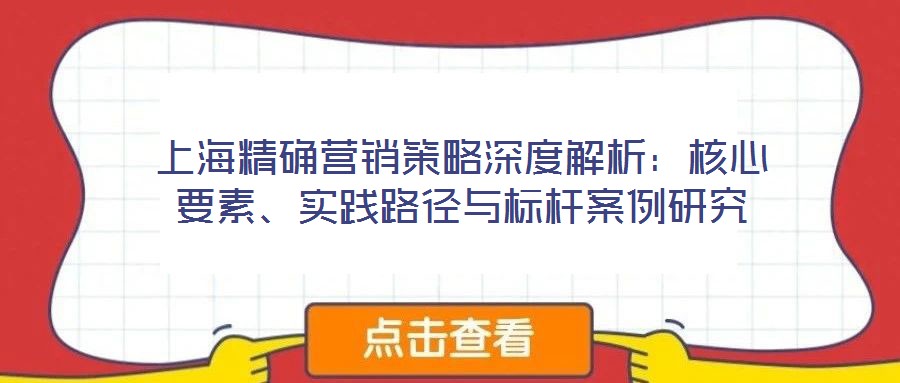 上海精確營(yíng)銷策略深度解析：核心要素、實(shí)踐路徑與標(biāo)桿案例研究