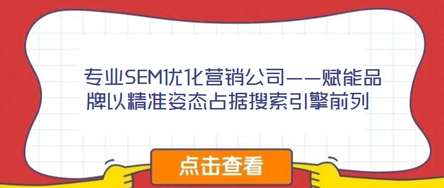  專業(yè)SEM優(yōu)化營銷公司——賦能品牌以精準姿態(tài)占據搜索引擎前列