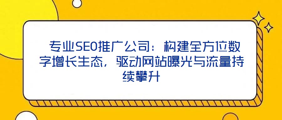  專業(yè)SEO推廣公司：構(gòu)建全方位數(shù)字增長生態(tài)，驅(qū)動網(wǎng)站曝光與流量持續(xù)攀升