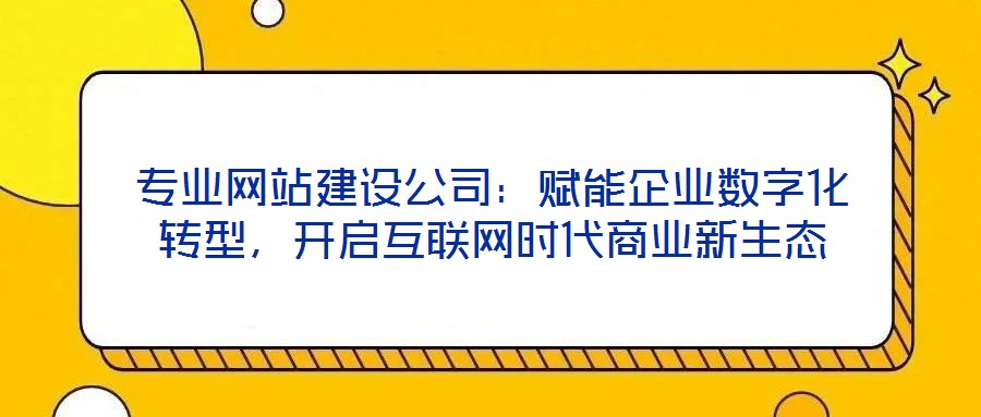 專業(yè)網(wǎng)站建設(shè)公司：賦能企業(yè)數(shù)字化轉(zhuǎn)型，開啟互聯(lián)網(wǎng)時(shí)代商業(yè)新生態(tài)