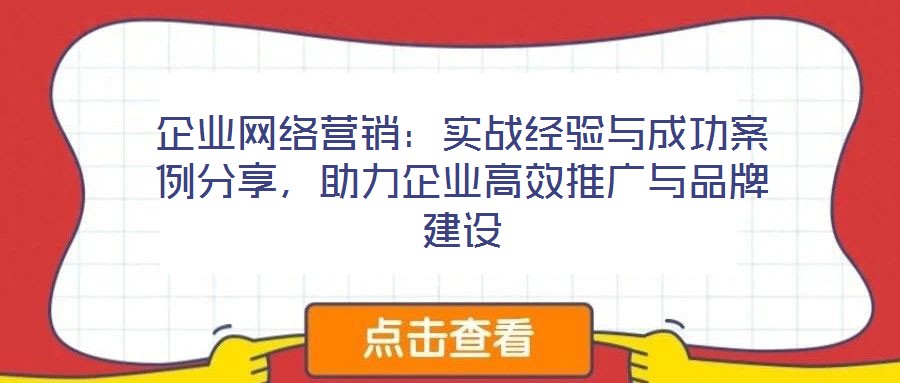企業(yè)網(wǎng)絡(luò)營(yíng)銷(xiāo)：實(shí)戰(zhàn)經(jīng)驗(yàn)與成功案例分享，助力企業(yè)高效推廣與品牌建設(shè)