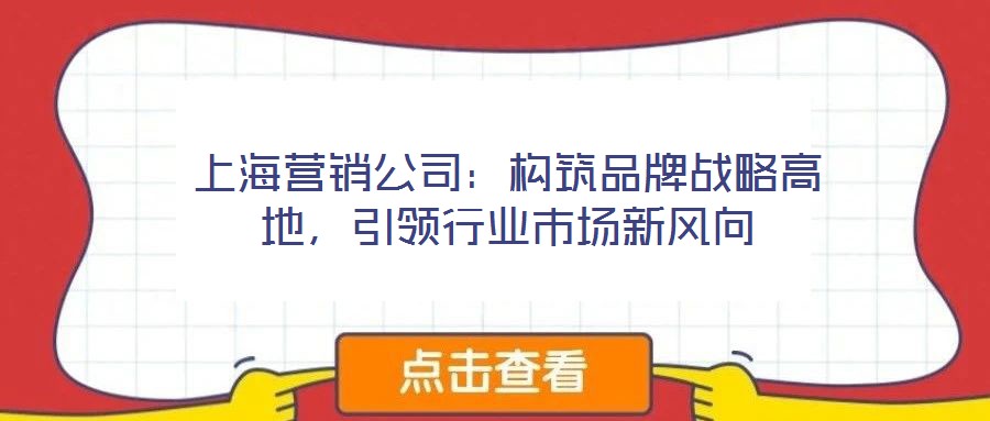 上海營銷公司：構筑品牌戰(zhàn)略高地，引領行業(yè)市場新風向