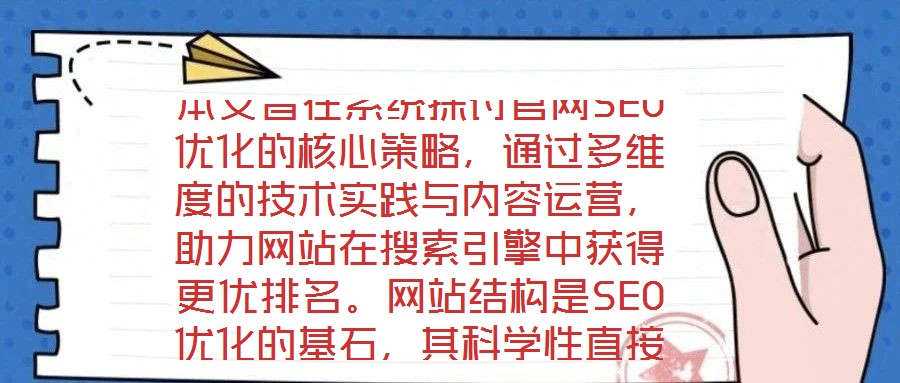 本文旨在系統(tǒng)探討官網(wǎng)SEO優(yōu)化的核心策略，通過多維度的技術(shù)實踐與內(nèi)容運營，助力網(wǎng)站在搜索引擎中獲得更優(yōu)排名。網(wǎng)站結(jié)構(gòu)是SEO優(yōu)化的基石，其科學(xué)性直接影響搜索引擎