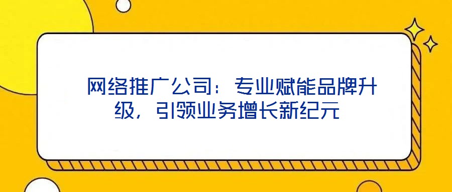  網(wǎng)絡(luò)推廣公司：專(zhuān)業(yè)賦能品牌升級(jí)，引領(lǐng)業(yè)務(wù)增長(zhǎng)新紀(jì)元