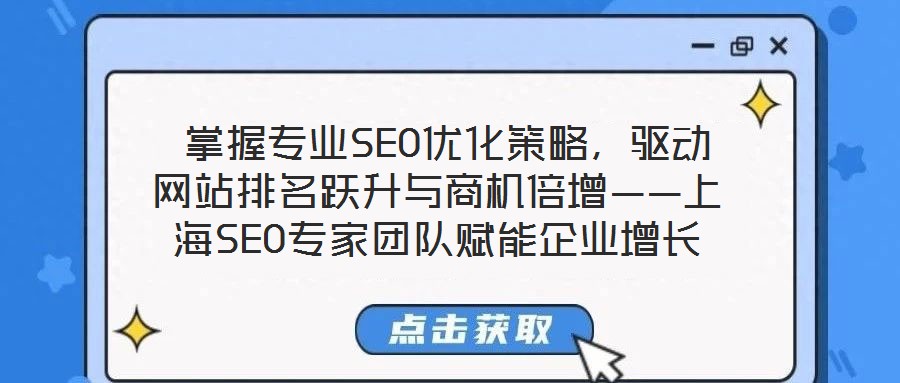  掌握專業(yè)SEO優(yōu)化策略，驅(qū)動(dòng)網(wǎng)站排名躍升與商機(jī)倍增——上海SEO專家團(tuán)隊(duì)賦能企業(yè)增長(zhǎng)