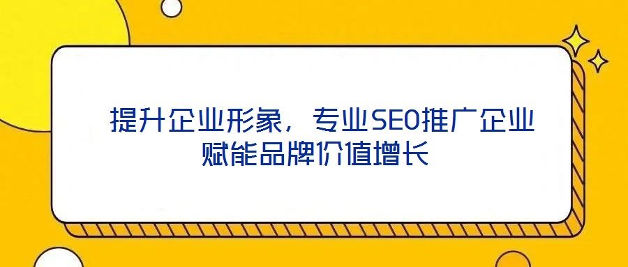  提升企業(yè)形象，專業(yè)SEO推廣企業(yè)賦能品牌價(jià)值增長(zhǎng)