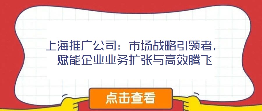上海推廣公司：市場戰(zhàn)略引領(lǐng)者，賦能企業(yè)業(yè)務擴張與高效騰飛