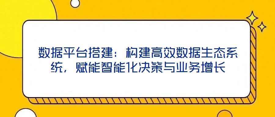 數(shù)據(jù)平臺(tái)搭建：構(gòu)建高效數(shù)據(jù)生態(tài)系統(tǒng)，賦能智能化決策與業(yè)務(wù)增長(zhǎng)