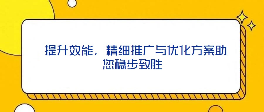  提升效能，精細(xì)推廣與優(yōu)化方案助您穩(wěn)步致勝