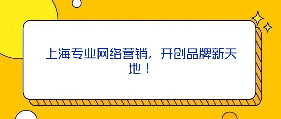 上海專業(yè)網(wǎng)絡(luò)營銷，開創(chuàng)品牌新天地！